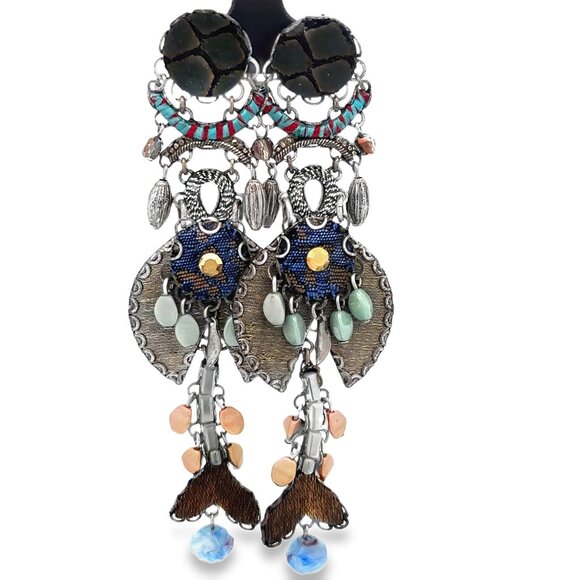 Ayala Bar Blue + Sliver Earrings - Picture 1 of 2